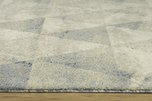 Dywan WORLD 78312/542 Niebieski Beż Krem Trójkaty Przetarty