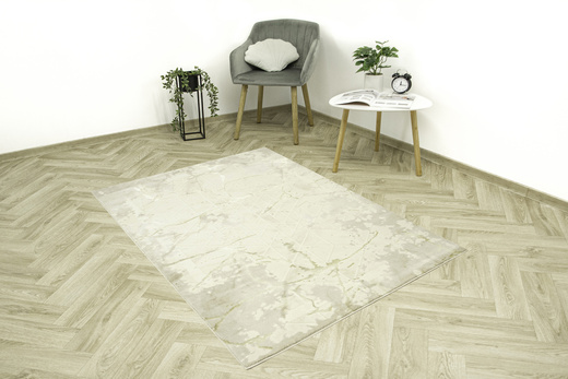 Lśniący Dywan Allora Plus B919A cream/cream Marmur Trójkąty Beż Krem Złoto