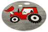 Okrągły Dywan Lima G753A l.grey/l.red Traktor Czerwony Szary