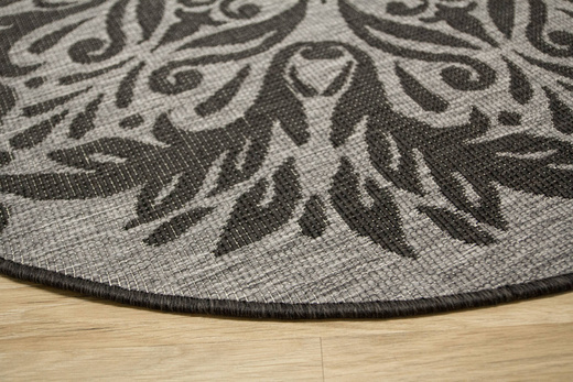 Okrągły Dwustronny Dywan Sznurkowy Brussels 205168/11010 Night Silver Ornament Outdoor
