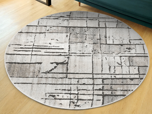 Dywan Okrągły Matara P157A l.grey/sp.antr Beż Szary Kwadraty