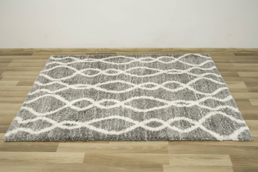 Puszysty Dywan Pulpy Shaggy A574A d.grey/cream Szary Kremowy Zygzaki Etno