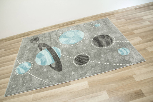 Dywan Lima F495A l.grey/blue Pastelowy Szary Niebieski Planety