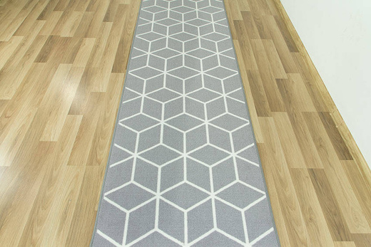 Antypoślizgowy chodnik cubes 19 jasny szary guma szerokość 67 cm