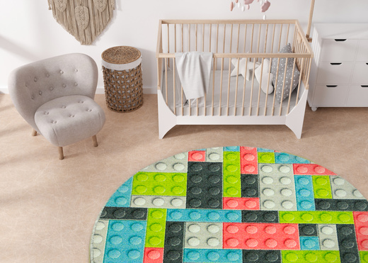 Okrągły Dywan Pastelowe Klocki Koło