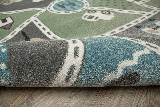 Pastelowy Dywan Dziecięcy C262A l.grey/green Uliczki Pastelowy Turkus Miętowy