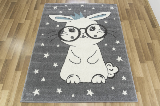 Dywan Dziecięcy Lima 9377C l.grey/blue Szary Krem Króliczek w Okularach