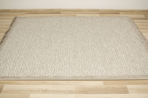 Dywan Sznurkowy Oria 600/VH7-D Beż Szary Ramka Gruby Splot z Frędzlami