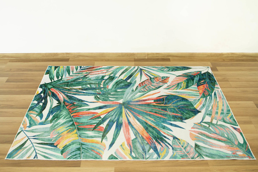 Dywan Summer Tropical Zieleń Liście Palmy Antypoślizgowy