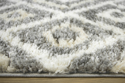 Puszysty Dywan Pulpy Shaggy A526C d.grey/cream Szary Krem Beż Romby