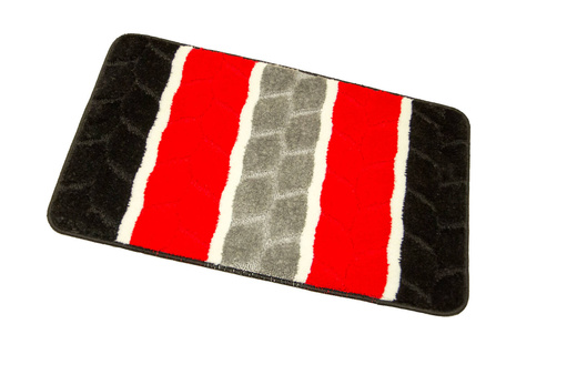 Komplet 2-częściowy Łazienkowy Fano Red Czerwony Szary Paski