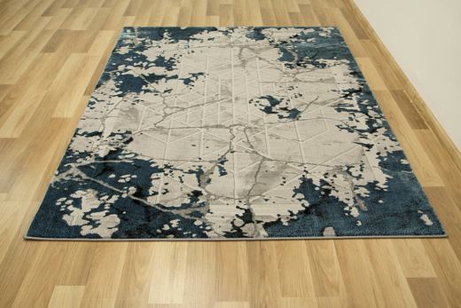 Lśniący Dywan Allora Plus B919A l.grey/blue Marmur Trójkąty Szary Turkus