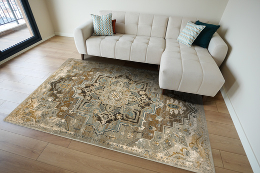 Wełniany Dywan Dywilan Omega Abbas Koniak Ornament