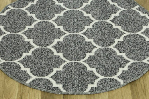 Antypoślizgowy Dywan okrągły Clover jasny szary koniczyna marokańska