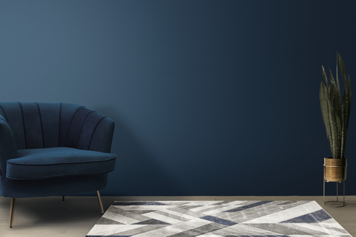 Dywan Kandy N405A l.grey/navy Szary Granatowy Geometria Romby Fryz