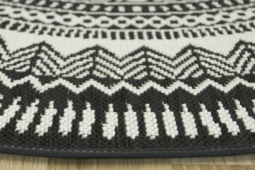 Okrągły Dywan Sznurkowy Split 48695/690 Antracyt Beż Rozeta