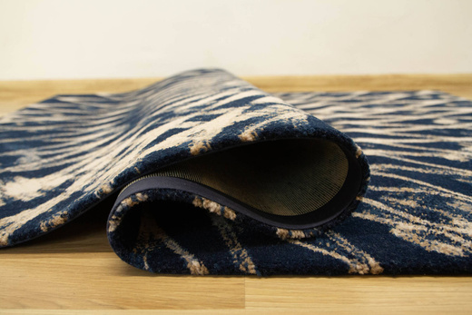Wełniany Dywan Tempo-B Domio Denim Granatowy Beżowy Rozeta