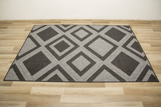 Dywan Dwustronny Sznurkowy Brussels 205386/11010 n.silver Antracyt Szary Romby Outdoor