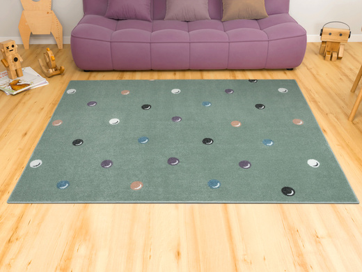 Wykładzina Dziecięca Lima C275b green/cream Zieleń Kropki Bańki szerokość 4 m