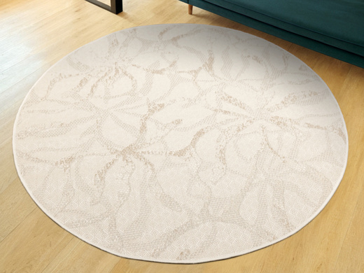 Okrągły Dywan Sznurkowy Haga 04720A l.grey/cream Szary Beż Krem Kwiaty Outdoor