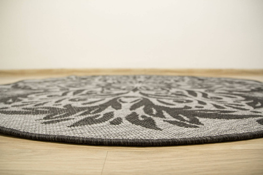 Okrągły Dwustronny Dywan Sznurkowy Brussels 205168/11010 Night Silver Ornament Outdoor