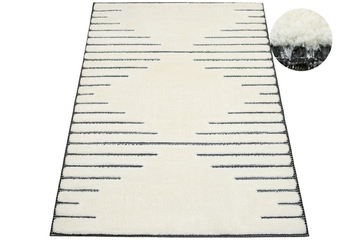 Dywan Shaggy Lula Soft IM43A Black/Bone Romby Krem Czarny Grafit