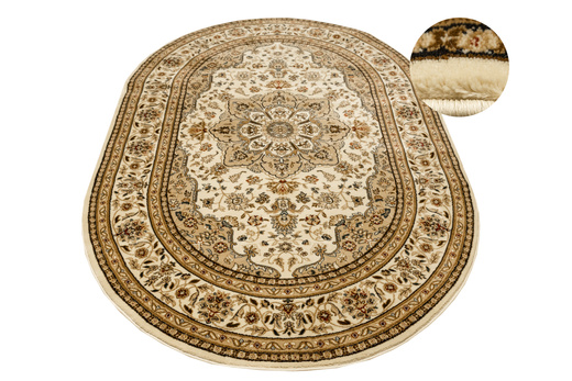 Owalny Dywan Super Rose 3792A cream/cream O Ornament Kwiaty Krem Beż