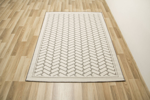 Dywan Dwustronny Sznurkowy Brussels 205855/10010 Silver Szary Krem Cegiełki Jodełka Outdoor