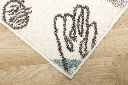 Wykładzina Dziecięca G931A cream/d.grey Pastelowy Krem Turkus Roboty Rakiety Kosmos szerokość 4 m