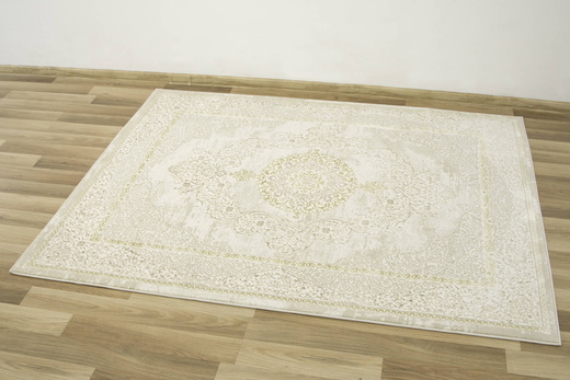 Lśniący Dywan Allora Plus B826A cream/gold Ornament Beż Krem Złoto