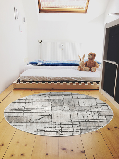 Dywan Okrągły Matara P157A l.grey/sp.antr Beż Szary Kwadraty