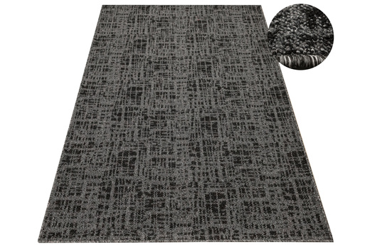 Dywan Pętelkowy Traffic 75 Czerń Grafit Kratka Melanż