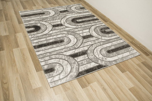 Dywan Felix 9304A grey/grey Lśniący Marmur Srebrzysty Szary Półkola Pasy