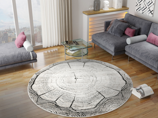 Dywan Okrągły Matara P156A l.grey/sp.antr Szary Beż Krem Pień