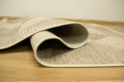 Dywan Sznurkowy Oria 529/YV7-Z Beż Szary Krem Trójkąty Gruby Splot