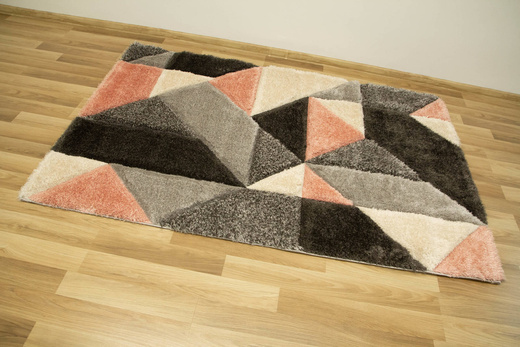 Dywan Shaggy California P477A antracyt/d.pow Trójkaty Krem Szary Róż