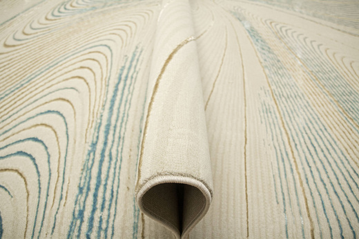 Lśniący Dywan Allora Plus G379A cream/blue Beż Krem Turkus Linie