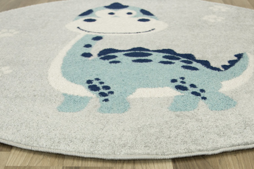 Okrągły Dywan EMILY KIDS 5860C turkus/l.gri Dinozaur