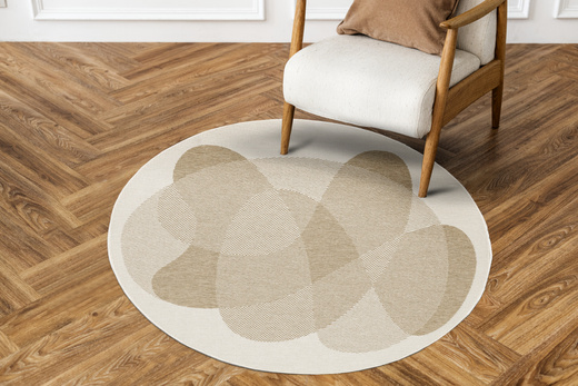 Okrągły Dwustronny Dywan Sznurkowy Brussels 205835/10820 Jute Beż Krem Koła Outdoor