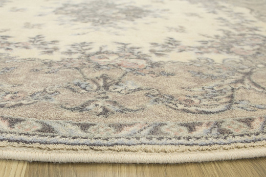 Okrągły Wełniany Dywan Isfahan Dafne Alabastrowy