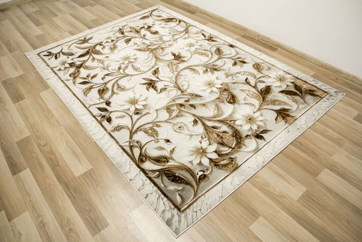 Dywan Modena 5524 l.grey/l.brown Krem Brąz Szary Liście Palm Marmur