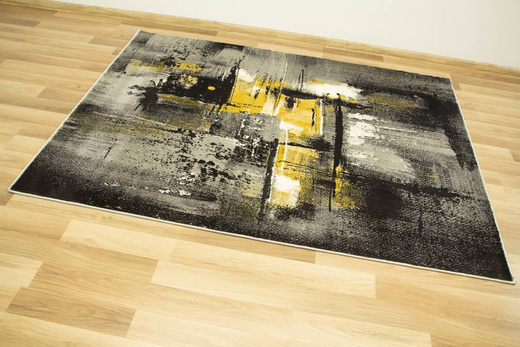 Dywan Victoria 7657A grey/antracyt Abstrakcyjny Przecierany Antracyt Żółty