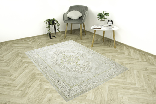 Lśniący Dywan Allora Plus B826A cream/gold Ornament Beż Krem Złoto