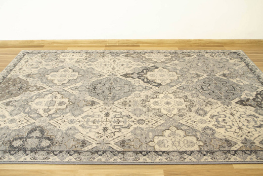 Wełniany Dywilan Moon Torino Silver Romby Ornament Szary Niebieski