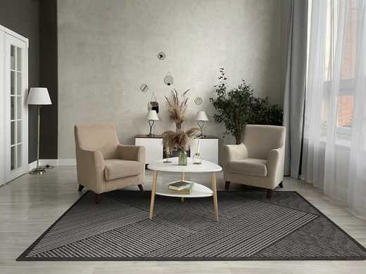 Dywan Dwustronny Sznurkowy Brussels 205942/10120 Night Antracyt Szary Trójkąty Outdoor