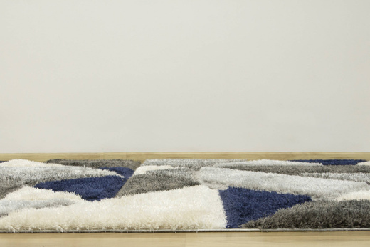 Dywan Shaggy California P477A anthracite/blu Trójkaty Krem Szary Niebieski