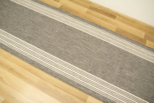 Dwustronny Sznurkowy Chodnik Brussels 205072 Szary Krem Paski szerokość 80 cm