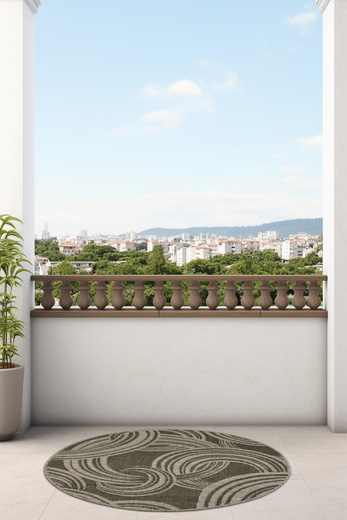 Okrągły Dwustronny Dywan Sznurkowy Brussels 205449/11020 Night Silver Szary Grafit Kółka Outdoor