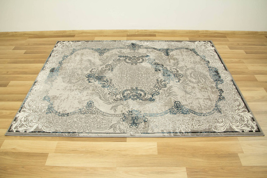 Lśniący Dywan Allora Plus 9435A grey/blue Ornament Szary Srebrny