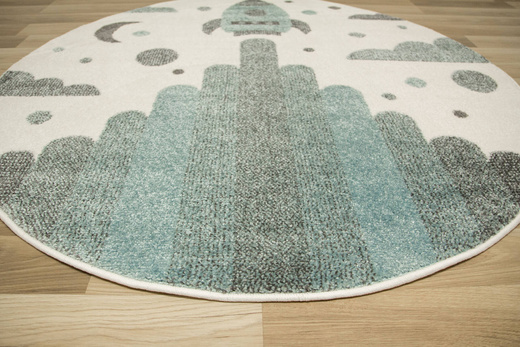 Okrągły Dywan Lima G756A cream/blue Rakieta Turkus Krem
